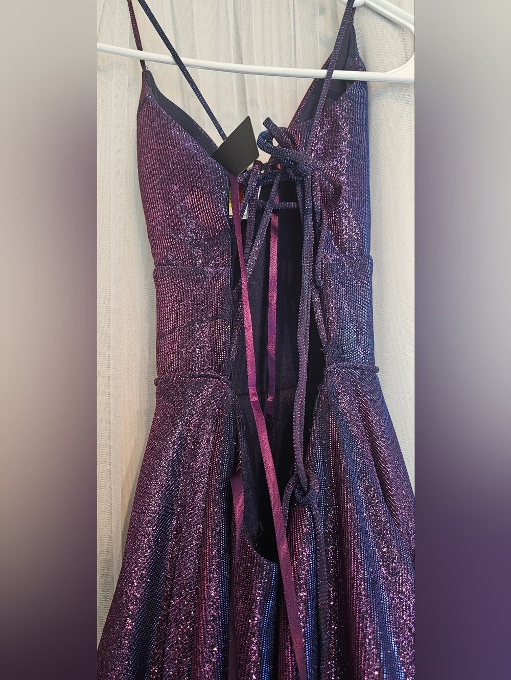 City Studios Sparkle V-Neck Purple Prom Gown Size 1/2 - Picture 4 of 4